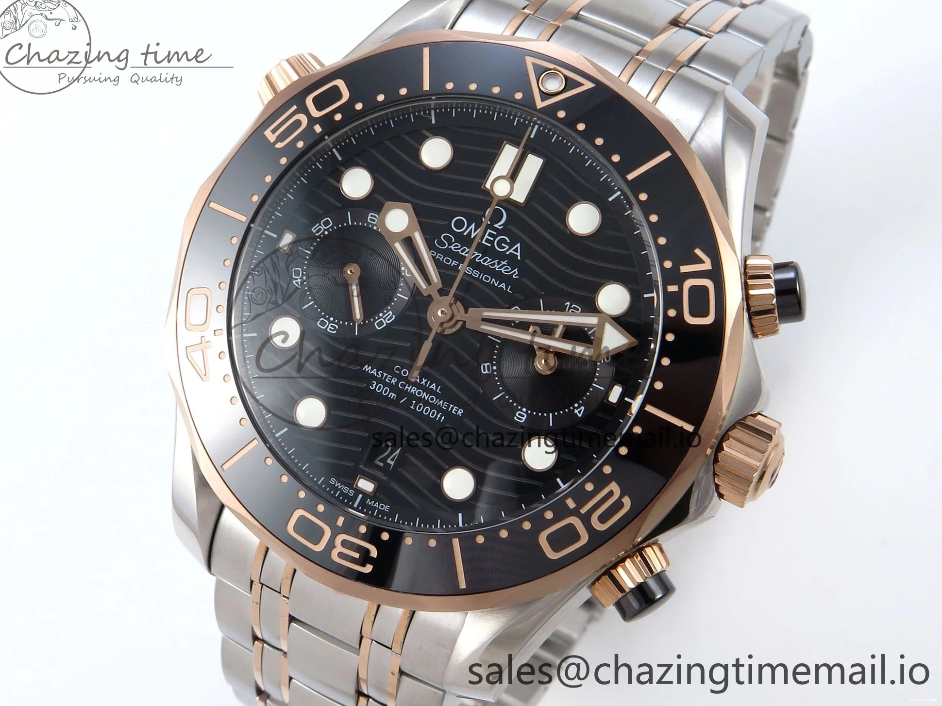 0111 Seamaster 300m Chrono SS YG OMF 1:1 Best Edition Blue Dial on SS YG Bracelet A Popular 7685